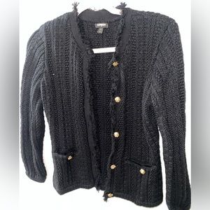 Express black sweater with gold buttons
